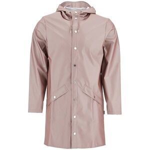 Rains NEW Long Jacket W3 Muse Rose Gold Metallic Waterproof Hooded Size L